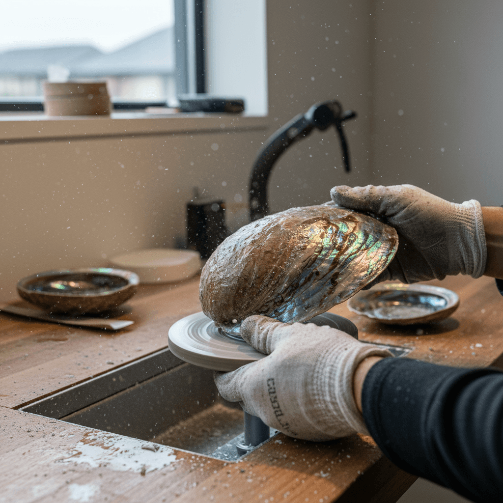 Abalone-Schalen polieren: Vom rauen Fundstück zum glänzenden Schmuckstück